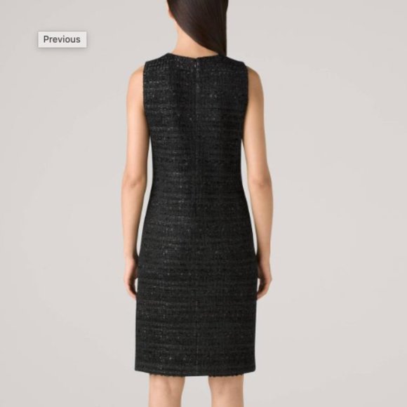 ST JOHN METALLIC EYELASH KNIT TWEED BLACK GOLD SHIMMER DRESS sz 10 - Picture 3 of 9